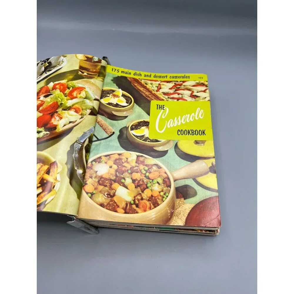 1950s Culinary Arts Institute 12 Recipe Books in Steel Binder Retro Vtg Kitchen